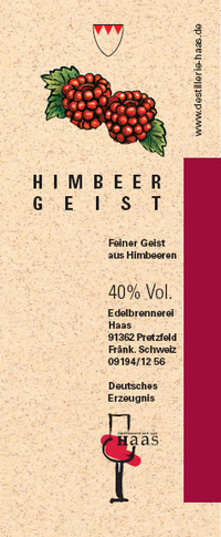 Himbeergeist, 40% Vol. 0,5 l  Flasche