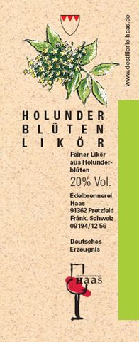Holunderblütenlikör, 20% Vol., 0,5 l Flasche