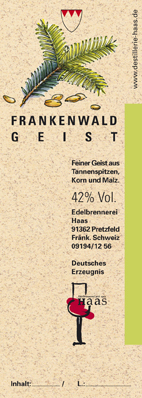 Frankenwaldgeist 0,5l, Edelbrennerei Haas, 42% Vol.