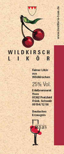 Wildkirsch Likör, 25% Vol., 0,5l Fl.