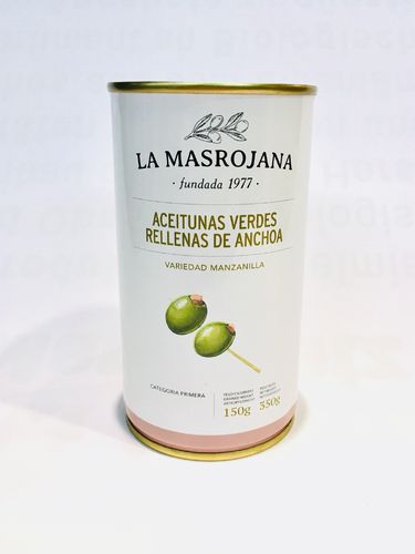Manzanilla-Oliven gefüllt m. Anchovis, 350g netto Dose / 150g Abtropfgew.