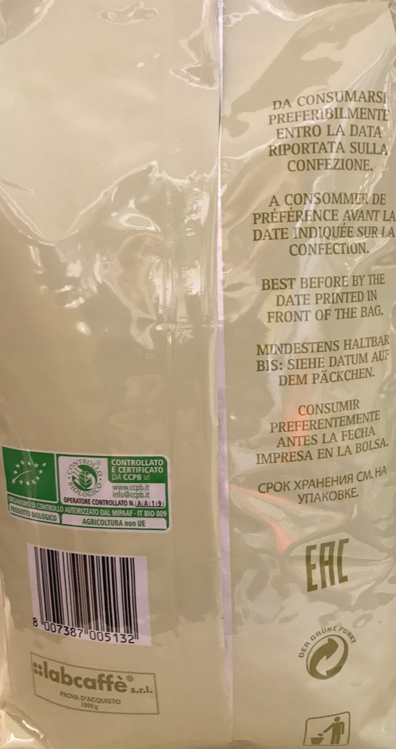 BIO Espresso Caffè Gioia, ganze Bohne, 100% Arabica, 1 kg Packung labcaffè S.r.l.
