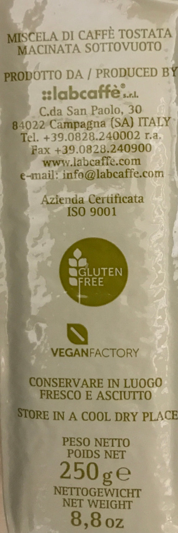 BIO Espresso Caffe gemahlen 250 g Packung 100% Arabica labcaffè S.r.l.