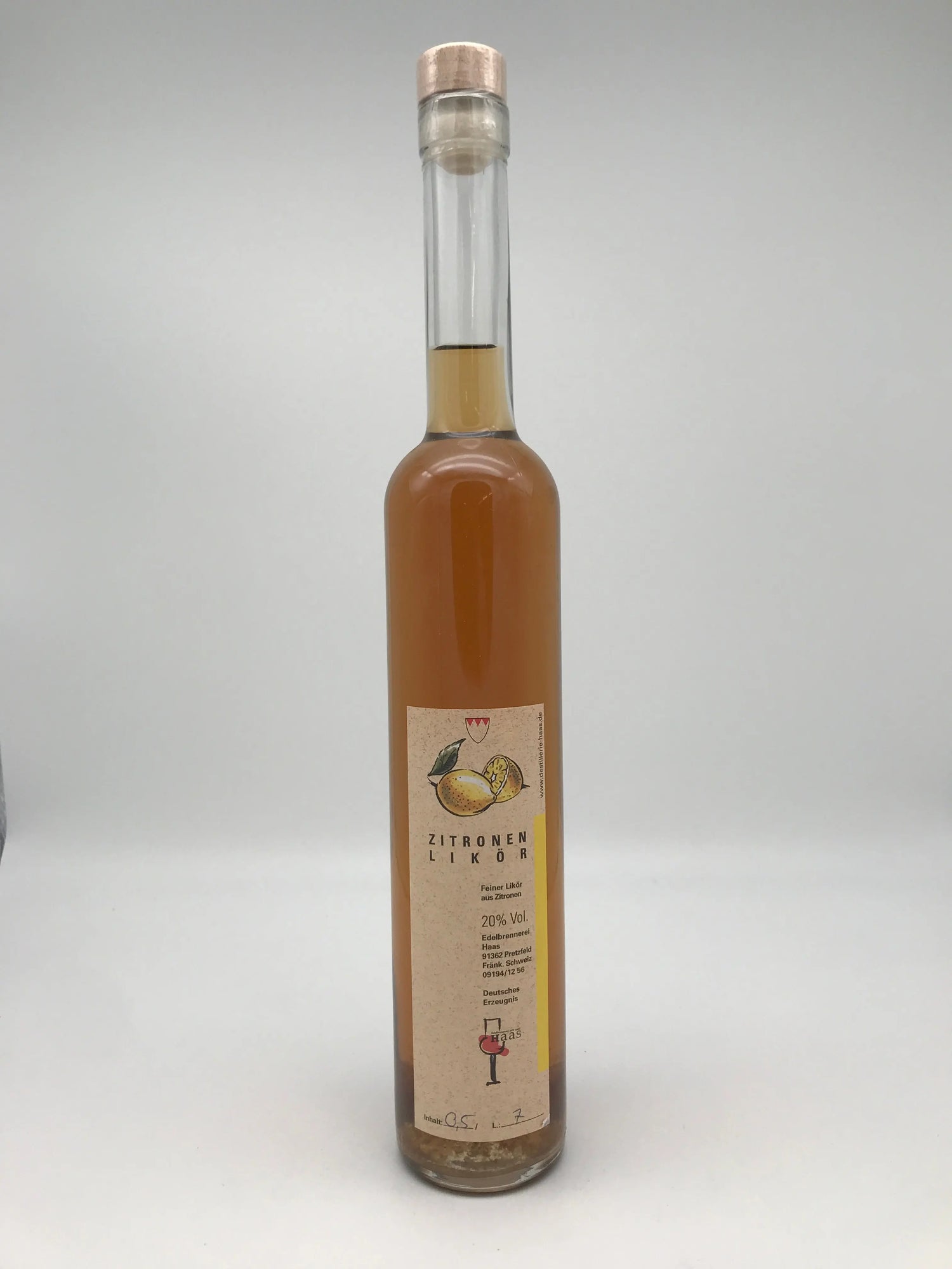 Zitronenlikör 20% Vol., 0,5 l Fl. Edelbrennerei Haas, Pretzfeld