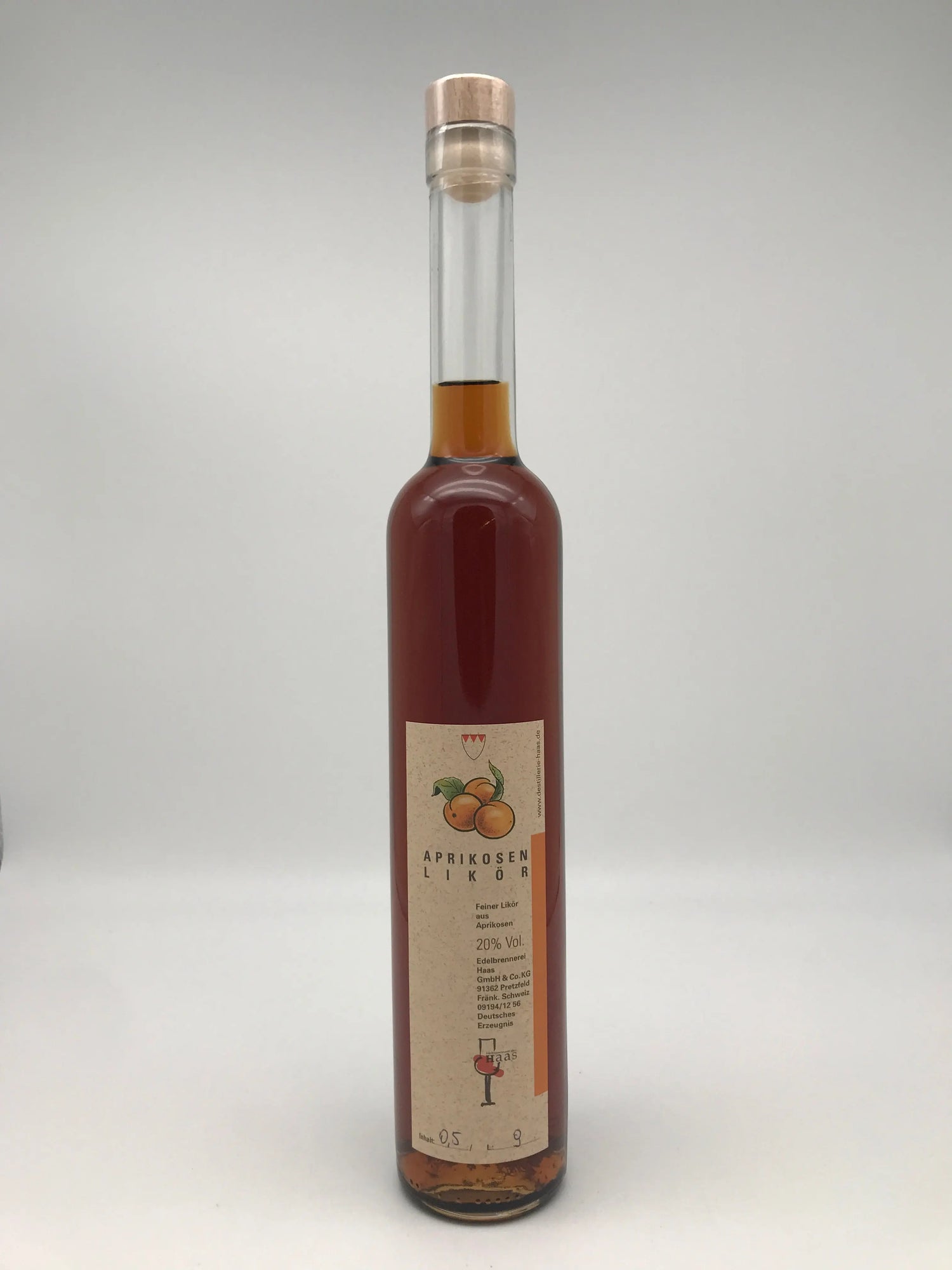Aprikosenlikör, 20% Vol., 0,5 l Flasche Haas