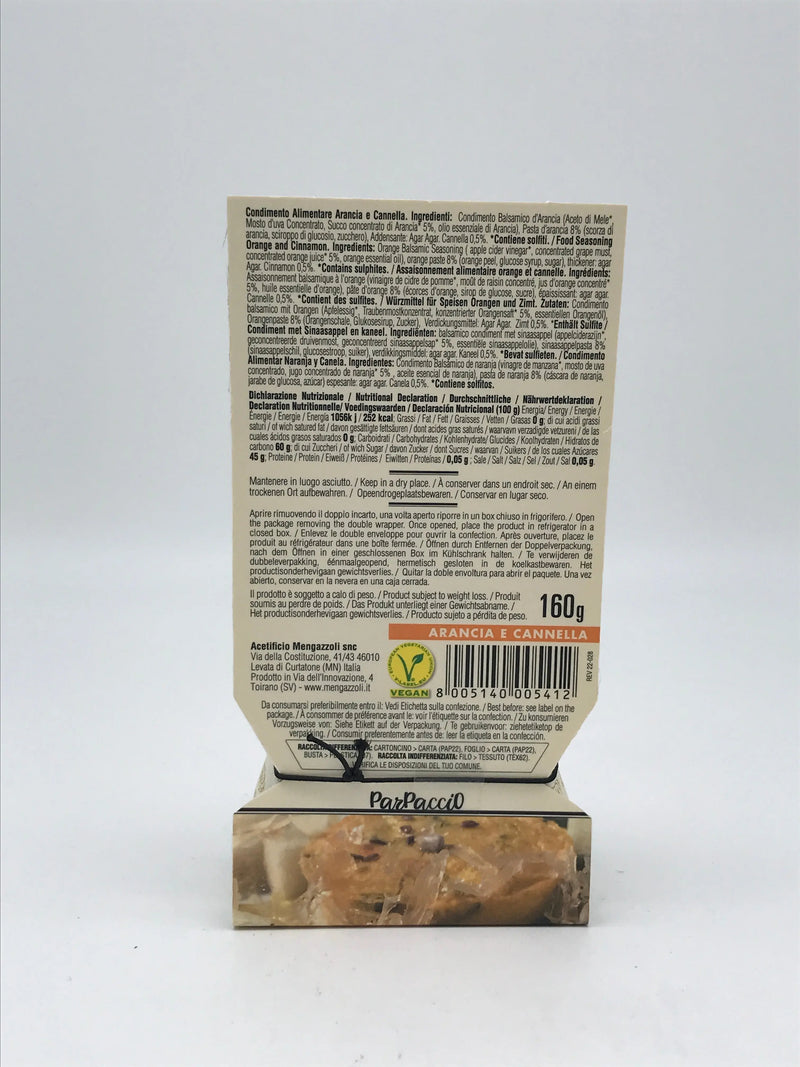 ParPaccio Aceto Balsamico con Arancia +Canella in fester Form, 160 g Stück, MHD 11.04.2025 Mengazzoli
