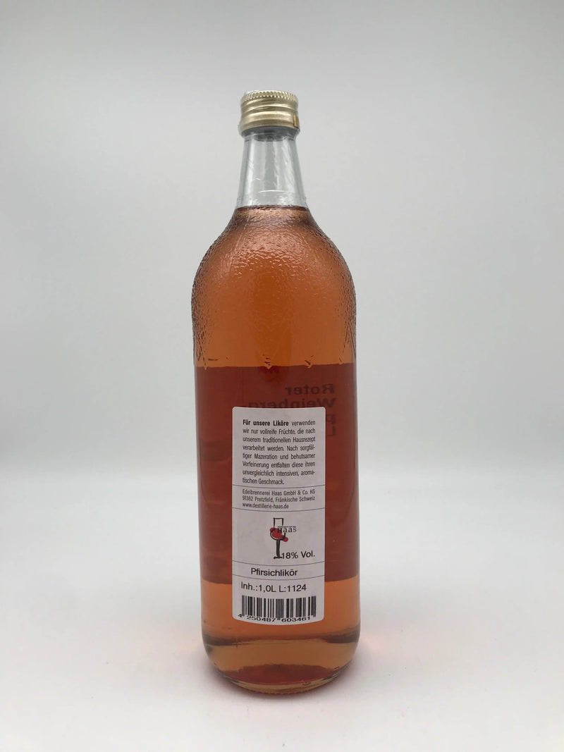 Roter Weinbergpfirsich Likör Haas 18 % Vol. – 1,0 l Flasche Edelbrennerei Haas, Pretzfeld