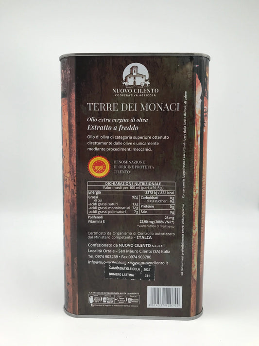 Terre dei Monaci – Natives Olivenöl extra 3 l Kanister (DOP Cilento) Cooperativo Nuovo Cilento