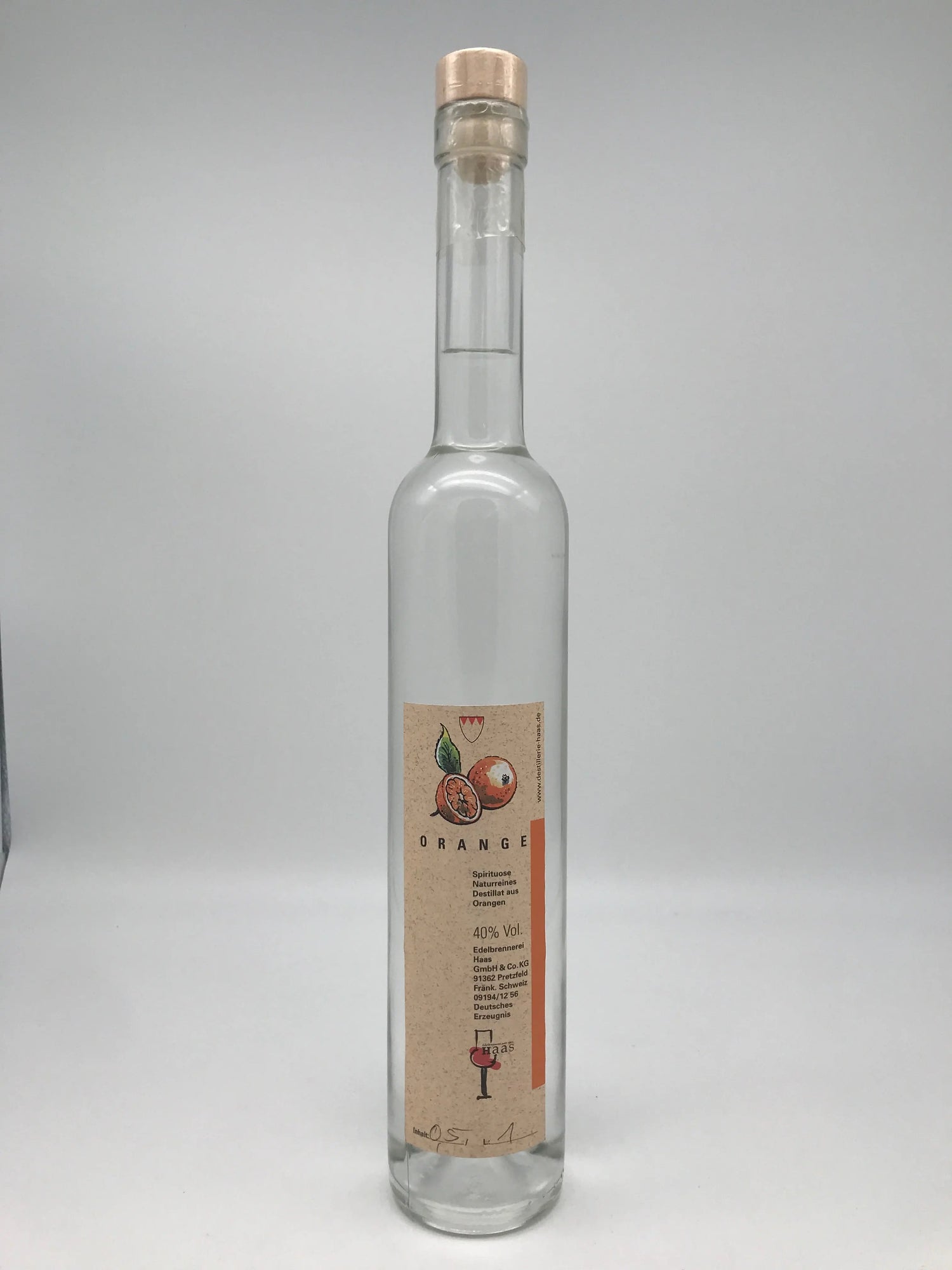 Orangengeist 40% Vol., 0,5 l Flasche Edelbrennerei Haas, Pretzfeld