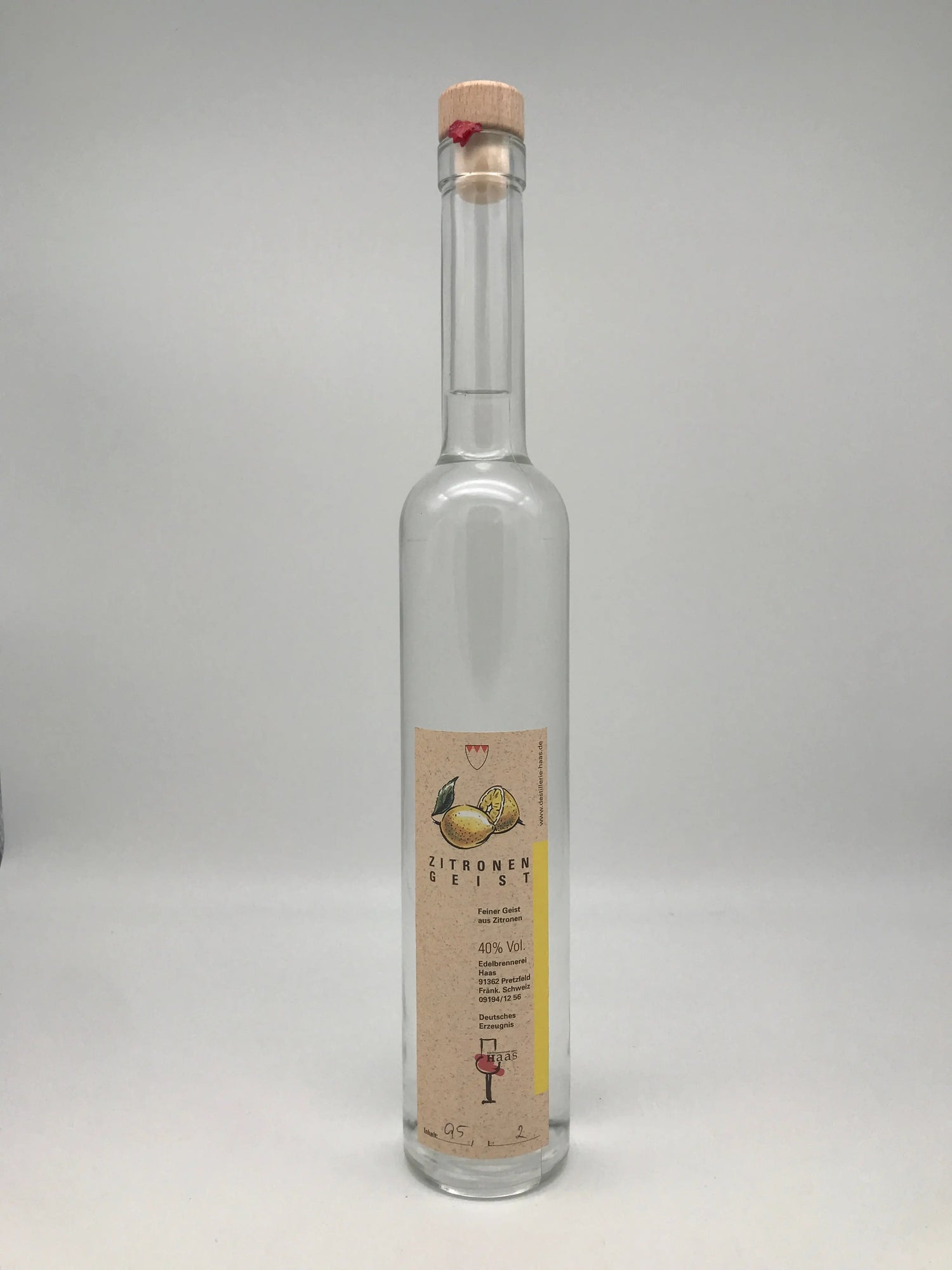 Zitronengeist 40% Vol., 0,5 l Flasche Edelbrennerei Haas, Pretzfeld