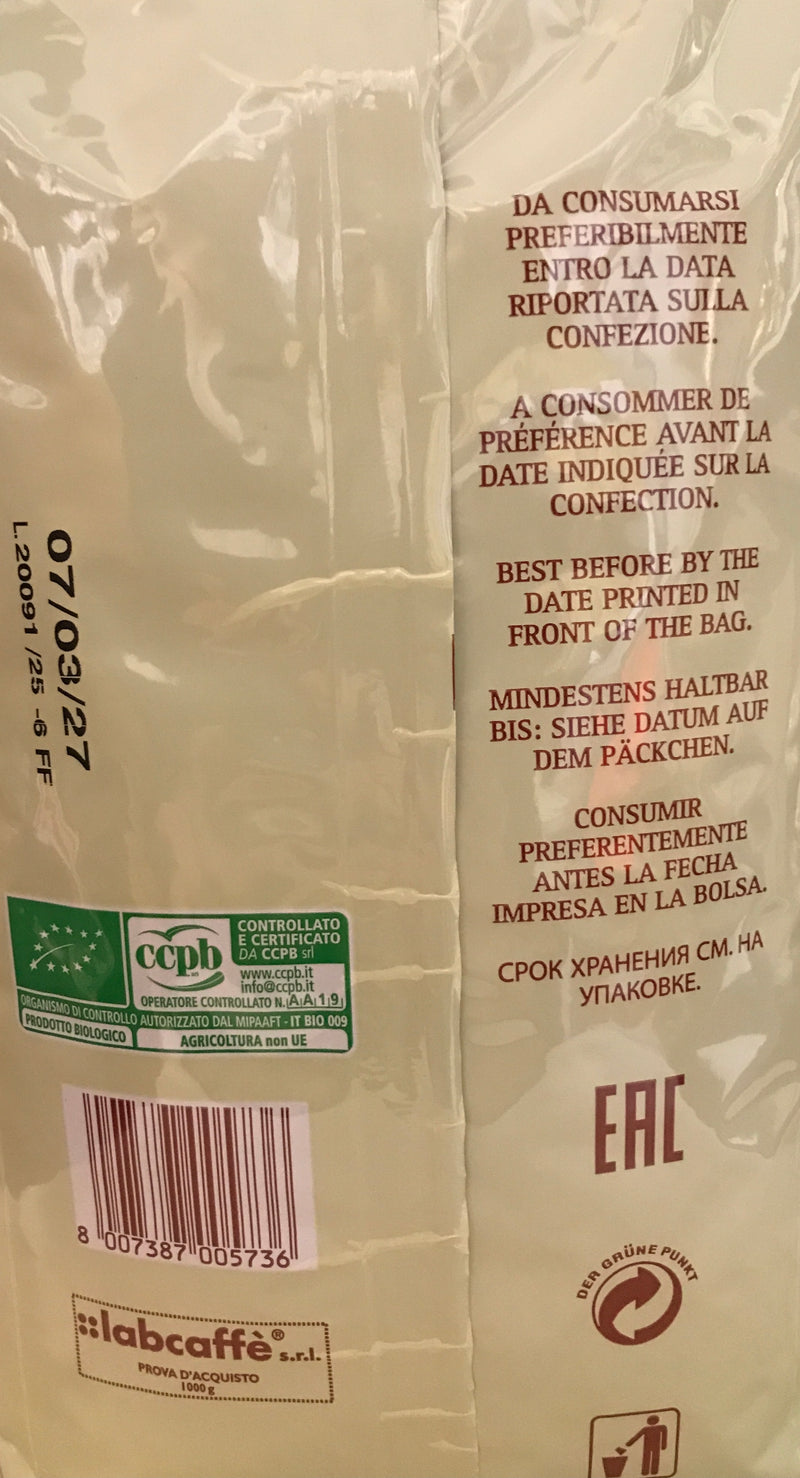 BIO Espresso Caffè Gioia, ganze Bohne, Classico 50:50, 1 kg Packung labcaffè S.r.l.