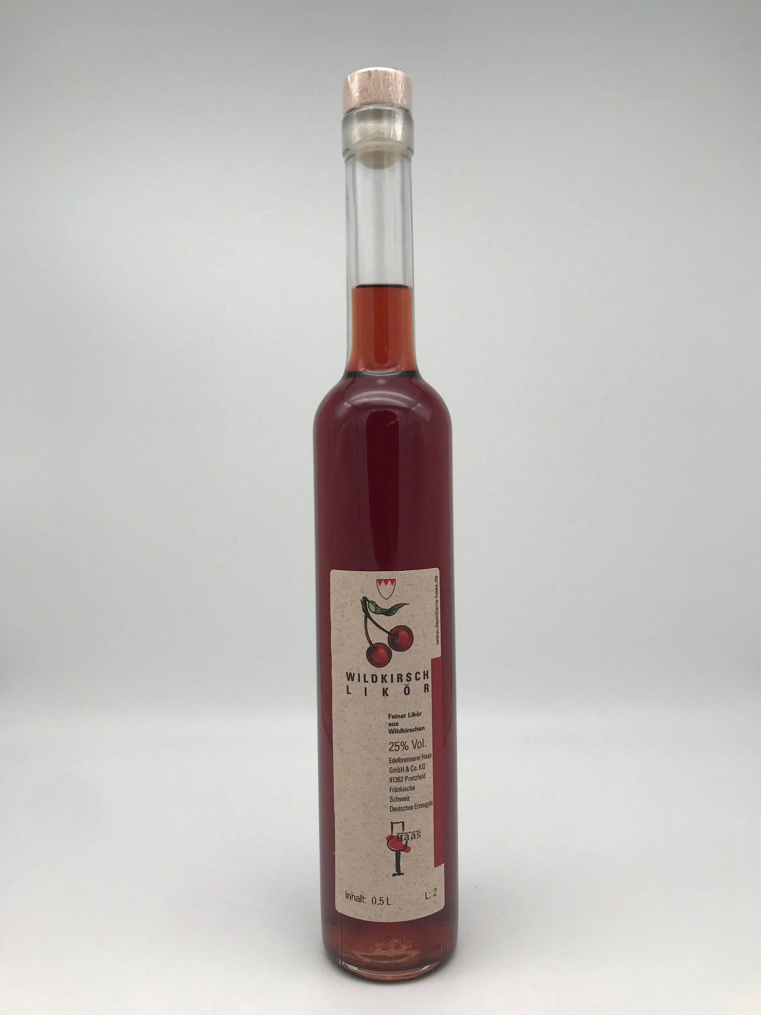 Wildkirsch Likör 25 % Vol. – 0,5 l Flasche Edelbrennerei Haas, Pretzfeld
