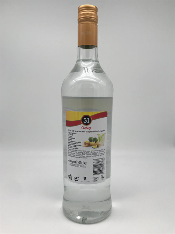 Cachaça 51, Zuckerrohrspirituose, 40% Vol., 1,0 l Fl. Companhia Müller de Bebidas